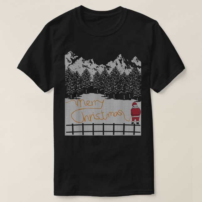 Santa Peeing Merry Christmas T  T-Shirt (Design Front)