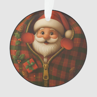 Santa Peekaboo Cozy Christmas Ornament