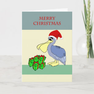 Santa Pelican Merry Christmas Holiday Card