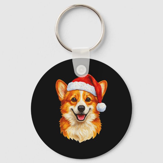 Santa Pembroke Welsh Corgi Christmas Welsh Corgi D Key Ring (Front)