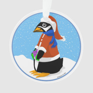 Santa Penguin Acrylic Ornament
