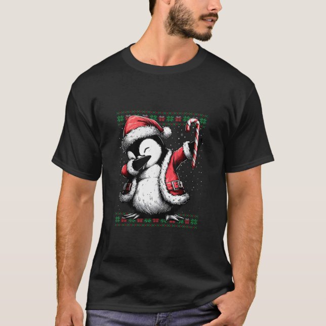 Santa Penguin Dabbing Ugly Christmas Sweater Tank  (Front)