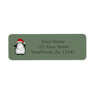 Santa Penguin Label