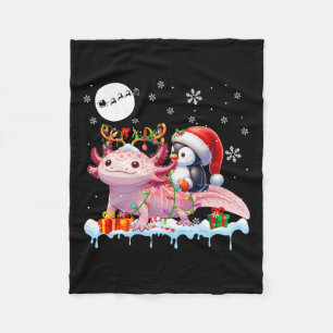 Santa Penguin Riding Axolotl Reindeer Christmas Se Fleece Blanket