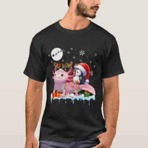 Santa Penguin Riding Axolotl Reindeer Christmas Se T-Shirt