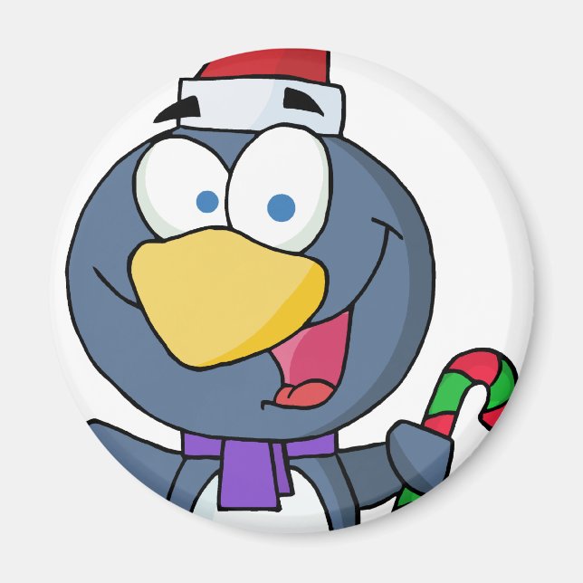 Santa Penguin with Candy Cane Magnet (Front)