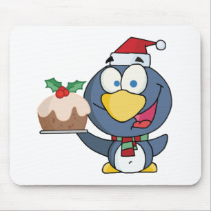 Santa Penguin with Christmas Cake Mouse Mat