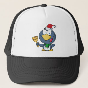 Santa Penguin with Jingle Bell Trucker Hat