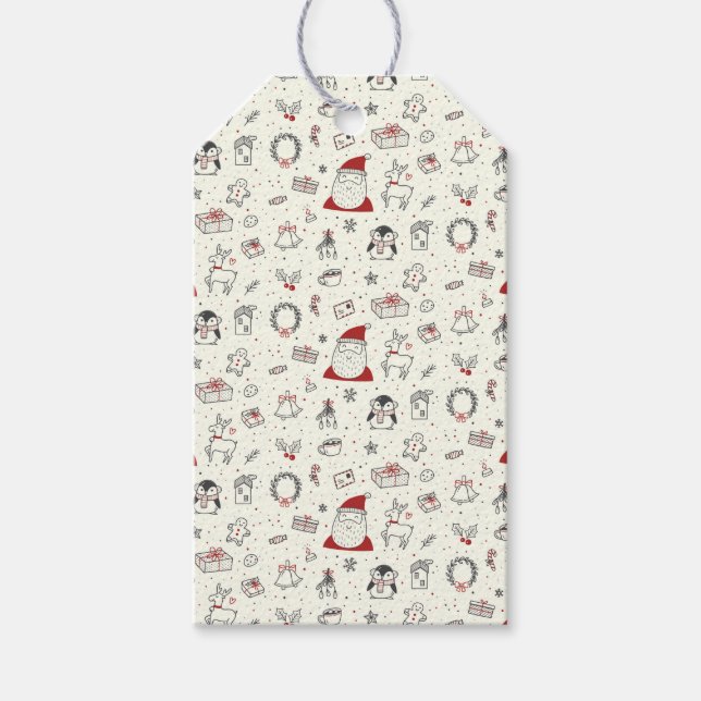 Santa, Penguins and Rudolph Gift Tags (Front)