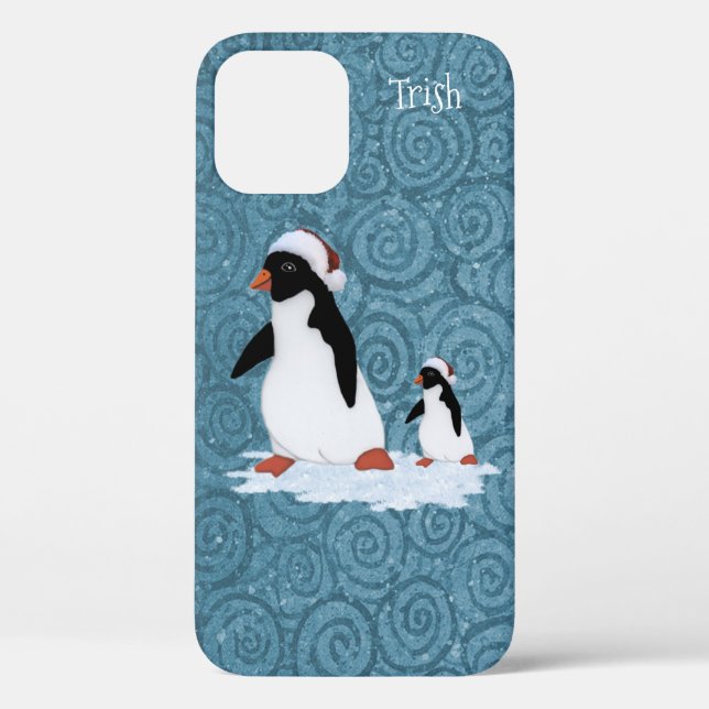 Santa Penguins iPhone 12 Case (Back)
