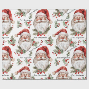 Santa Personalise Name Christmas Large Scale Wrapping Paper