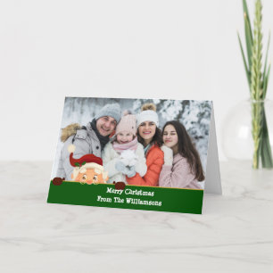 Santa Photo Bombs Green Band Christmas Photo Holiday Card