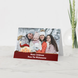 Santa Photo Bombs Red Band Christmas Photo Holiday Card