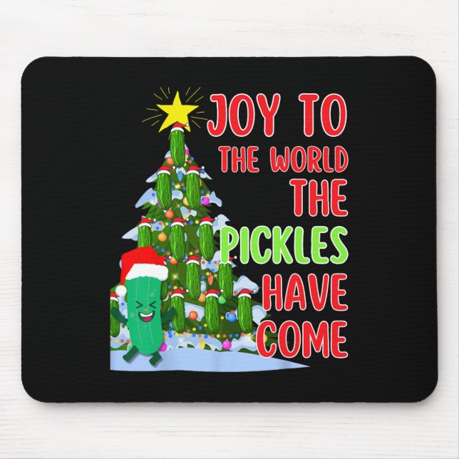 Santa Pickle Christmas Tree Lights Fun Pickle Gift Mouse Mat (Front)