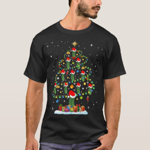 Santa Pickle Christmas Tree Lights Funny Pickle Lo T-Shirt