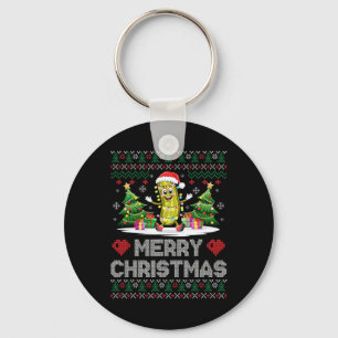 Santa Pickle Merry Christmas Funny Xmas Party Ugly Key Ring