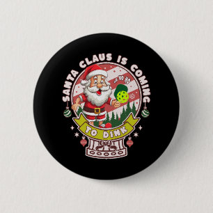 Santa Pickleball Christmas, Funny Santa 6 Cm Round Badge