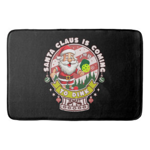 Santa Pickleball Christmas, Funny Santa Bath Mat