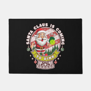 Santa Pickleball Christmas, Funny Santa Doormat