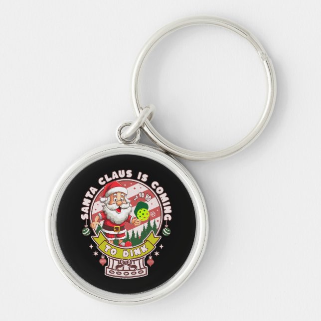 Santa Pickleball Christmas, Funny Santa  Key Ring (Front)