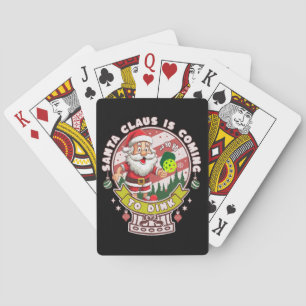 Santa Pickleball Christmas, Funny Santa Playing Cards