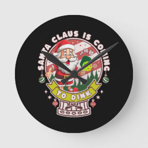 Santa Pickleball Christmas, Funny Santa Round Clock