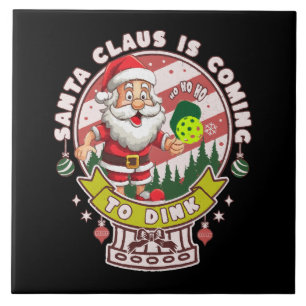 Santa Pickleball Christmas, Funny Santa Tile