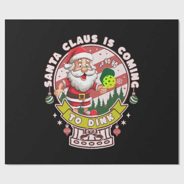 Santa Pickleball Christmas, Funny Santa  Wrapping Paper (Flat)