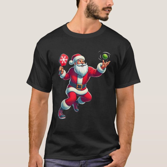 Santa Pickleball Christmas Women Men Kids Xmas Hol T-Shirt (Front)
