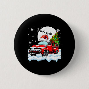 Santa Pickup Truck Carrying Christmas Tree Driver  6 Cm Round Badge