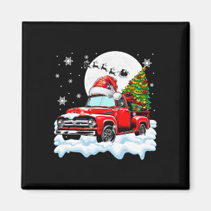 Santa Pickup Truck Carrying Christmas Tree Driver Magnet
