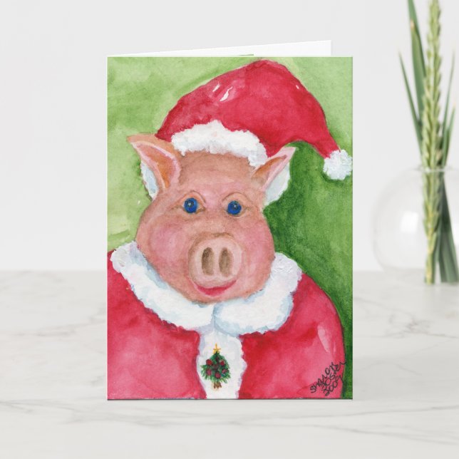 Santa Pig Christmas Card (Front)