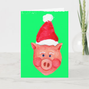 Santa Pig Christmas Card