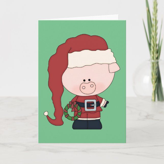 Santa Pig Claus Holiday Card (Front)