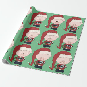Santa Pig Claus Wrapping Paper