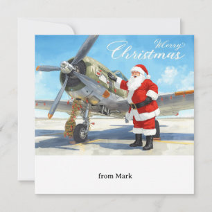 Santa Pilot Christmas Flight for Aviation Staff Holiday Card