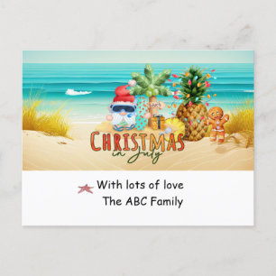 Santa Pineapple Beach Holiday Christmas  Postcard