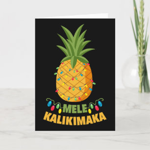 Santa Pineapple Christmas Lights Hawaiian Mele Kal Card
