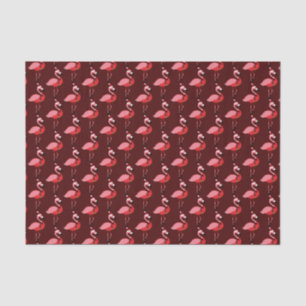 Santa Pink Flamingo Burgundy Holiday Christmas Tissue Paper