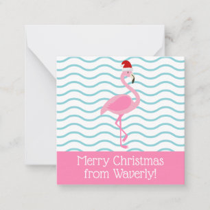 Santa Pink Flamingo Christmas Gift Enclosure Cards