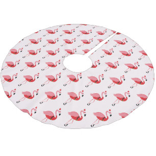 Santa Pink Flamingo Christmas Holiday Pattern Brushed Polyester Tree Skirt