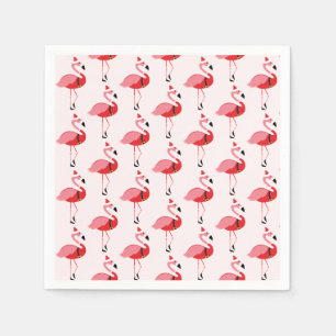 Santa Pink Flamingo Christmas Holiday Pattern Napkin