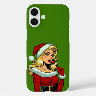 Santa Pinup: Pop Art Glam iPhone 16 Plus Case