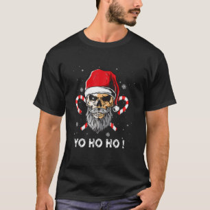 Santa Pirate Christmas Jolly Flag Skull Beard T-Shirt