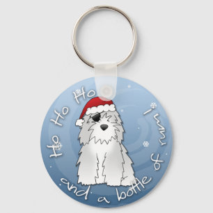 Santa Pirate Old English Sheepdog Key Ring