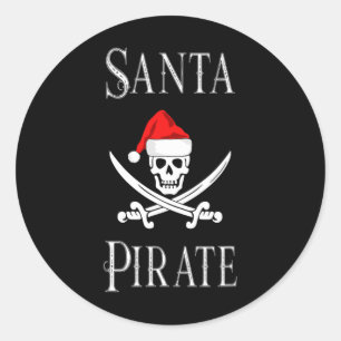 Santa Pirate Skull Swords Christmas Hat Boating Lo Classic Round Sticker