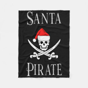 Santa Pirate Skull Swords Christmas Hat Boating Lo Fleece Blanket