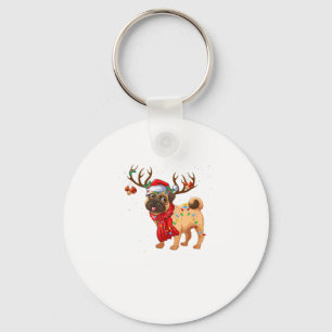 Santa Pitbull Christmas Tree Light Pajama Dog X-ma Key Ring