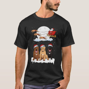 Santa Pitbull Reindeer Sleigh Christmas Pajama Dog T-Shirt