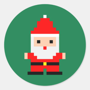 Santa Pixel Art 1 Classic Round Sticker